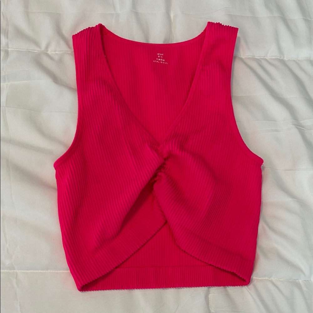 Aerie Bright Pink Twist Front Tank Top
